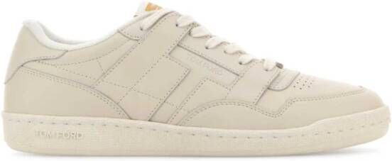 Tom Ford Grijze Lage-Top Leren Sneakers Gray Heren