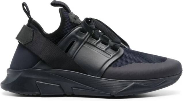 Tom Ford Jago Leren Neopreen Sneakers Navy Blue Heren