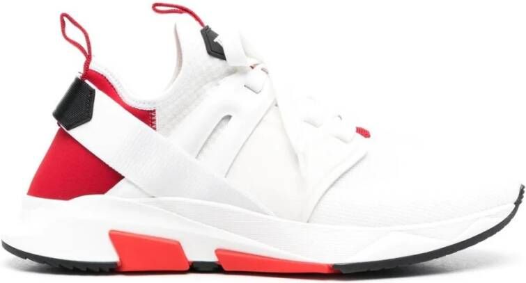 Tom Ford Wit Rood Jago Panelled Lage Top Sneakers White Heren