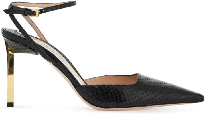 Tom Ford Krokodillenprint Slingback Hakken Black Dames