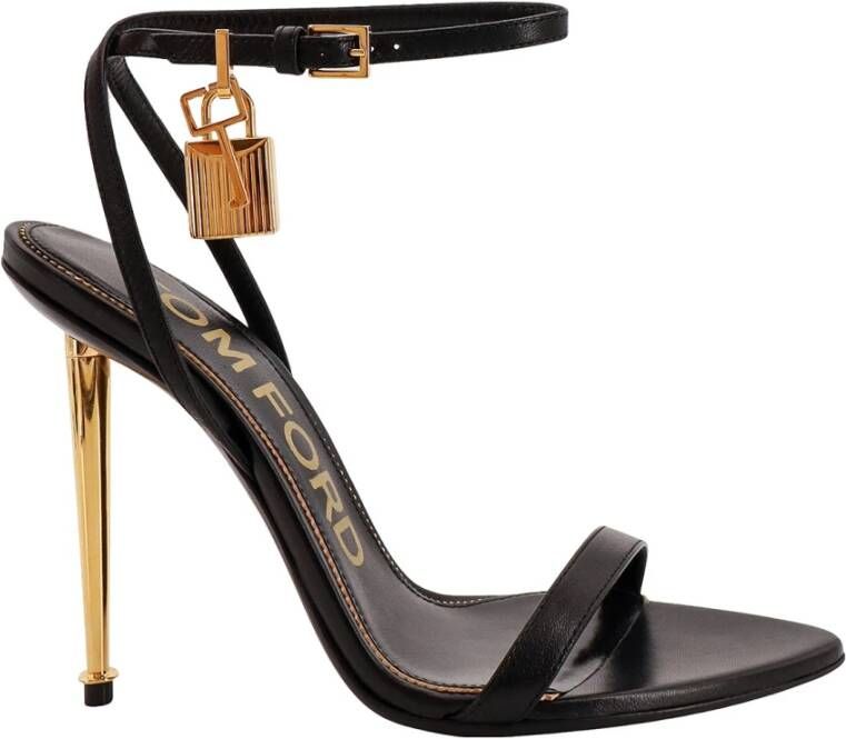 Tom Ford Leren sandalen met logo slot Black Dames