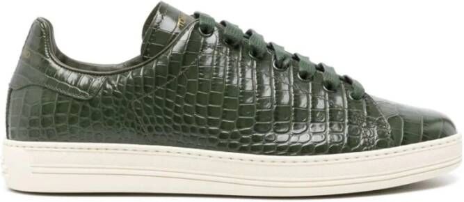 Tom Ford Leren Sneakers Warwick Green Heren