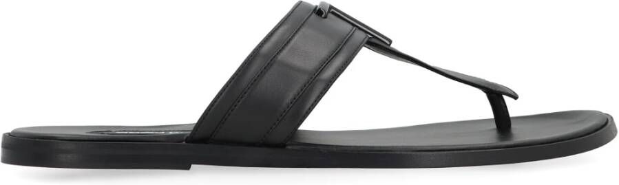 Tom Ford Leren Teenslippers Black Heren