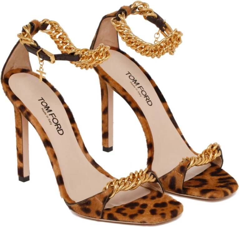 Tom Ford Luipaardprint Stiletto Sandaal Brown Dames