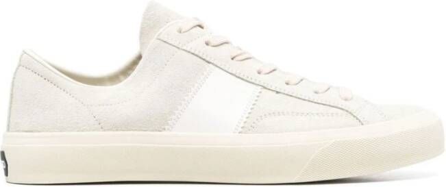 Tom Ford Marble en Cream Logo Patch Sneakers Beige Heren