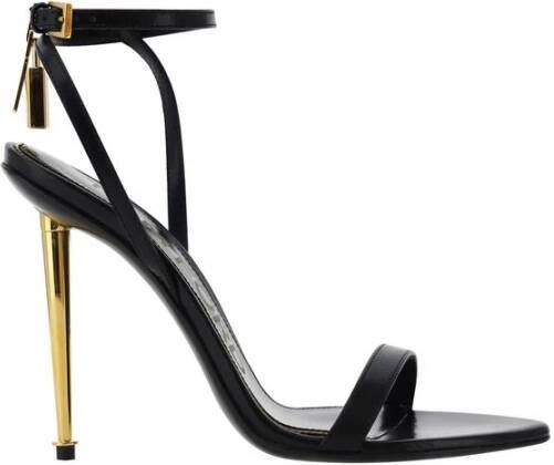 Tom Ford Metallic Stiletto Sandalen met Enkelband Black Dames