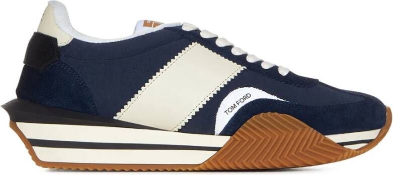 Tom Ford Blauwe Leren Sneakers met Panelen Design Blue Heren