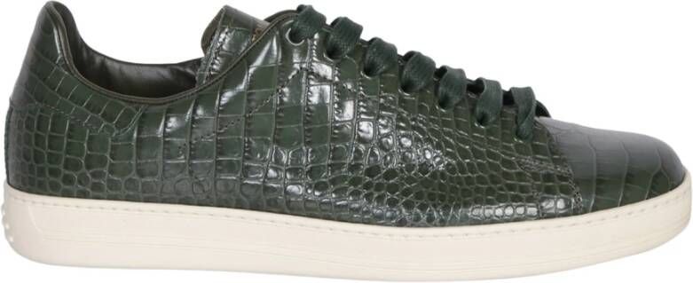 Tom Ford Groene Krokodillenleren Sneakers Green Heren