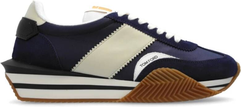 Tom Ford Blauwe Leren Sneakers met Panelen Design Blue Heren