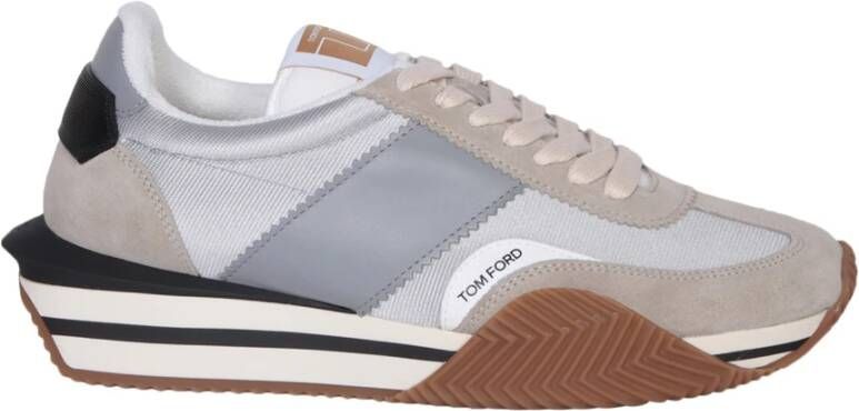 Tom Ford Zilveren Sneakers Vetersluiting Ronde Neus Multicolor Heren