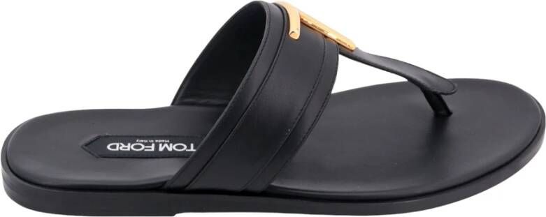 Tom Ford Stijlvolle Leren Flip Flops voor Heren Zwart Heren