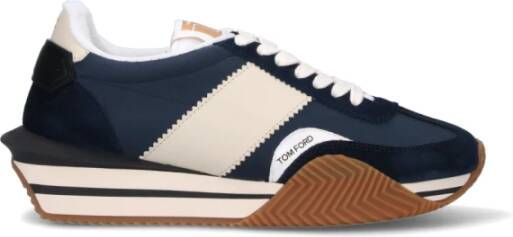 Tom Ford Blauwe Leren Sneakers met Panelen Design Blue Heren