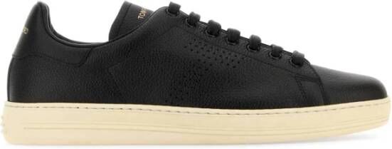 Tom Ford Stijlvolle Zwarte Leren Sneakers Black Heren