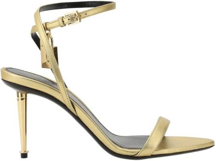 Tom Ford Stiletto Heel Leren Padlock Sandalen Yellow Dames