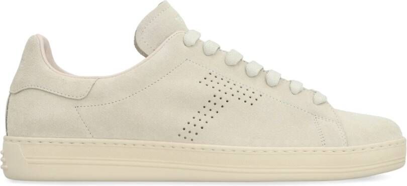 Tom Ford Suede Sneakers met Ronde Neus White Heren