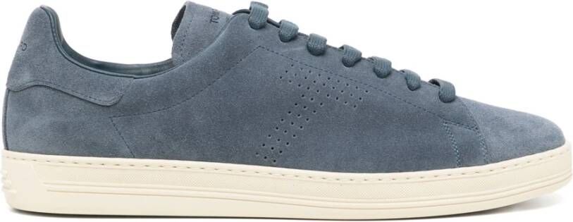 Tom Ford Suède Sneakers met Rubberen Zool Blue Heren