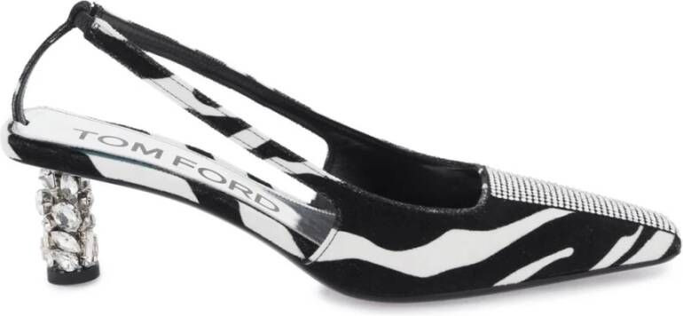 Tom Ford Velvet Slingback Pumps met Zebra Patroon en Kristallen Multicolor Dames