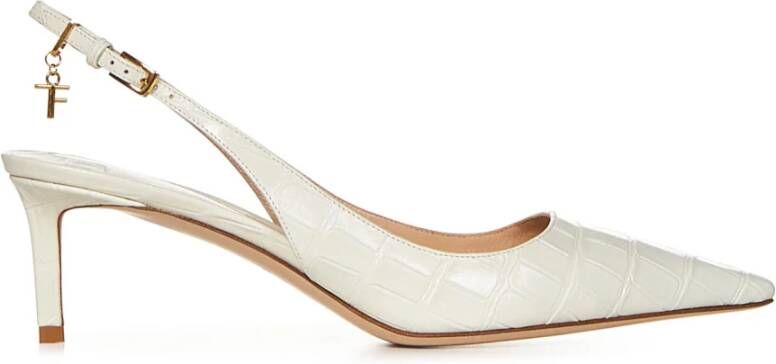 Tom Ford Witte Krokodillenleren Kitten Heels White Dames