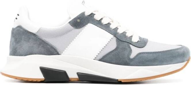 Tom Ford Zilver Petrol Blauw Lage Top Sneakers Multicolor Heren