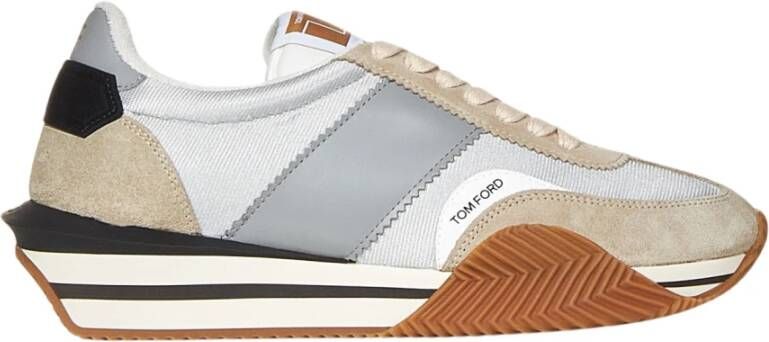 Tom Ford Zilveren Sneakers Vetersluiting Ronde Neus Multicolor Heren