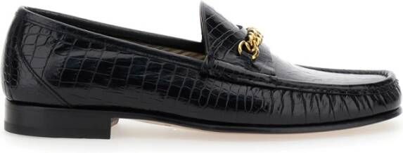 Tom Ford Zwarte Croco Loafers Slip-on Schoenen Black Heren