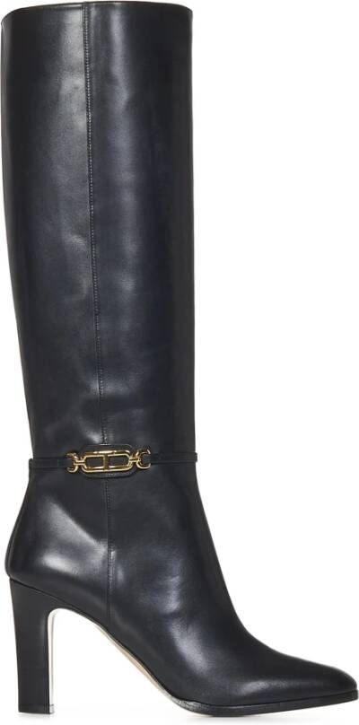 Tom Ford Zwarte enkellaarsjes met gouden detail Black Dames