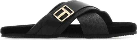 Tom Ford Zwarte lederen slippers Zwart Heren