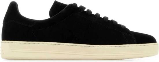 Tom Ford Zwarte Suède Sneakers Black Heren