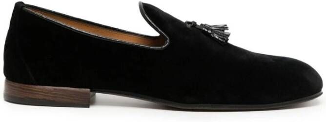 Tom Ford Zwarte Velvet Kwast Slip-On Schoenen Black Heren