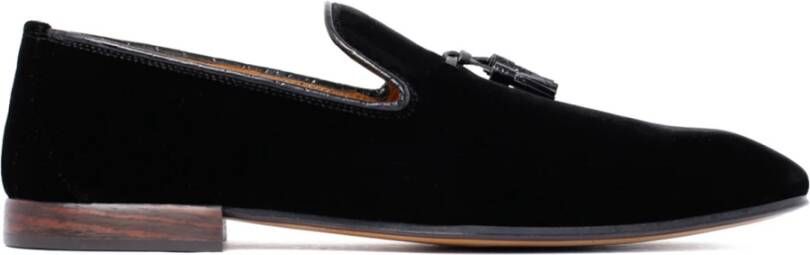 Tom Ford Zwarte Velvet Loafers Kwast Detail Black Heren