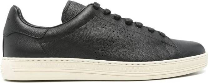 Tom Ford Zwarte Vetersneaker met Gewatteerde Enkel Black Heren