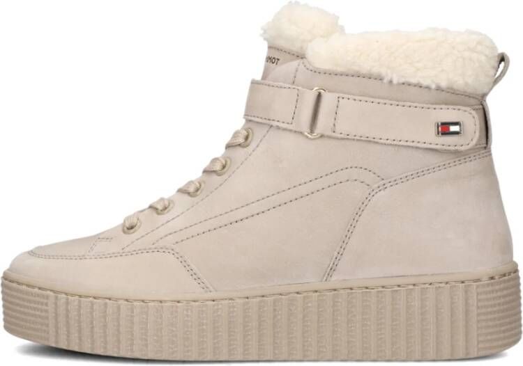 TOMMY HILFIGER Hoge Sneakers Dames Faux Fur Low Lace-up Maat: 41 Materiaal: Nubuck Kleur: Beige