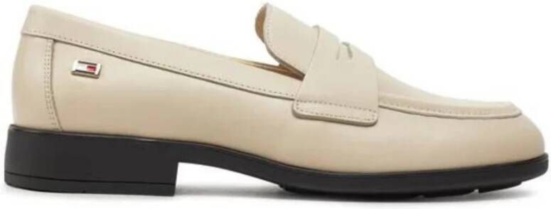 Tommy Hilfiger Beige Leren Instaploafers Beige Dames