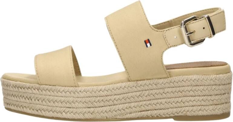 Tommy Hilfiger Beige Mid Wedge Espadrilles Sandal Beige Dames