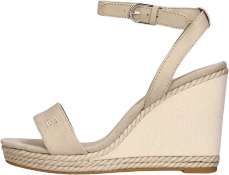 Tommy Hilfiger Beige Rope Webbing Wedge Sandalen Beige Dames