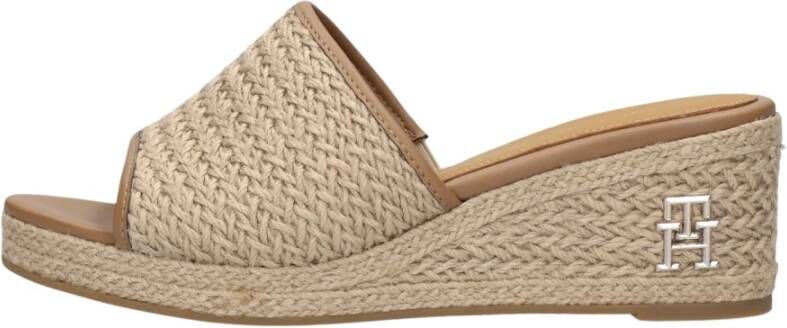 Tommy Hilfiger Beige Rope Wedge Mules Beige Dames