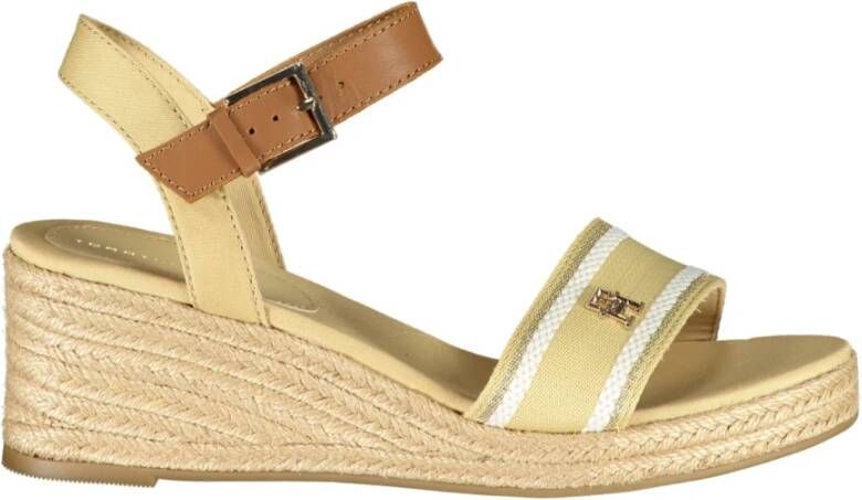 Tommy Hilfiger Beige Sandaal met Enkelband en Contrastdetails Beige Dames