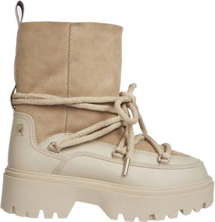 Tommy Hilfiger Beige Shearling Enkel Snowboot Beige Dames