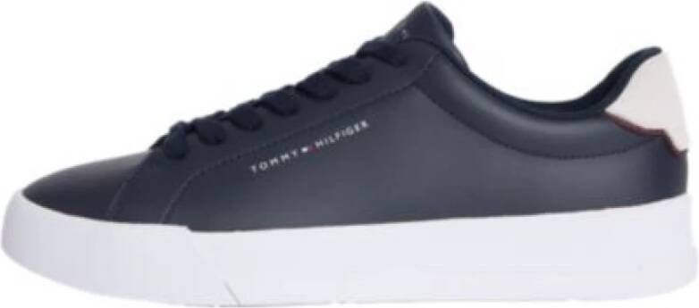 Tommy Hilfiger Blauwe Leren Sneakers met Logo Blue Heren