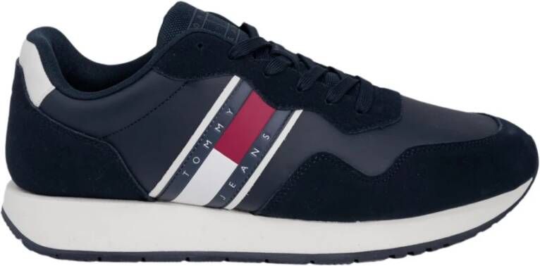 Tommy Hilfiger Blauwe Leren Sneakers met Veters Heren Blue Heren