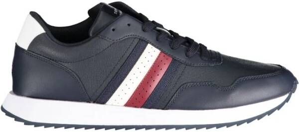 Tommy Hilfiger Blauwe Polyester Sneaker met Contrastdetails Blue Heren