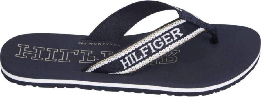 Tommy Hilfiger Teenslippers HILFIGER BEACH SANDAL zomerschoen slippers poolslides met logo-print op de bovenste zool