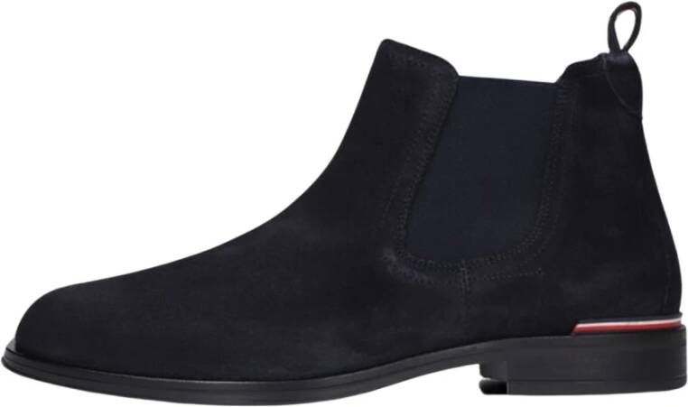 Tommy Hilfiger Blauwe Suède Chelsea Boots Core RWB Blue Heren