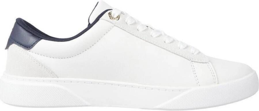 Tommy Hilfiger Crème Leren Sneakers Athleisure Stijl Beige Dames