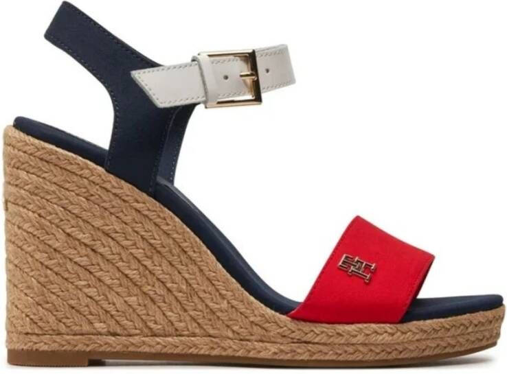 Tommy Hilfiger Gestreepte sleehak sandaal voor vrouwen Blue Dames