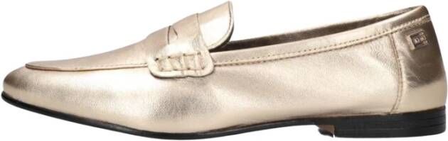 Tommy Hilfiger Gouden Leren Loafers met Cut Out Band Yellow Dames