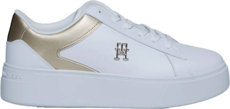 Tommy Hilfiger Gouden Leren Sneakers met Rubberen Zool Multicolor Dames