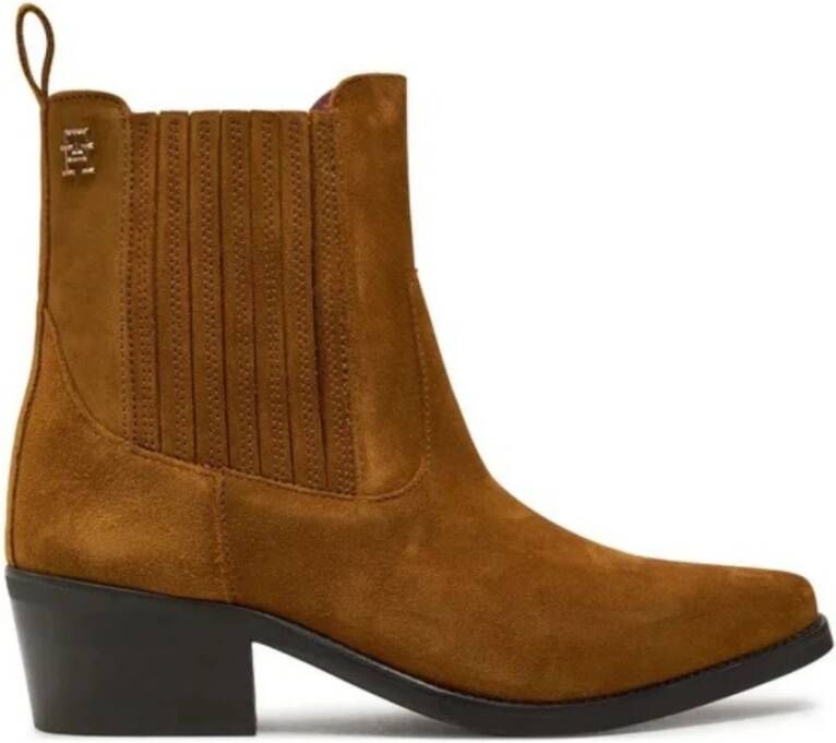 Tommy Hilfiger Grain Brown Cowboy Boots Brown Dames