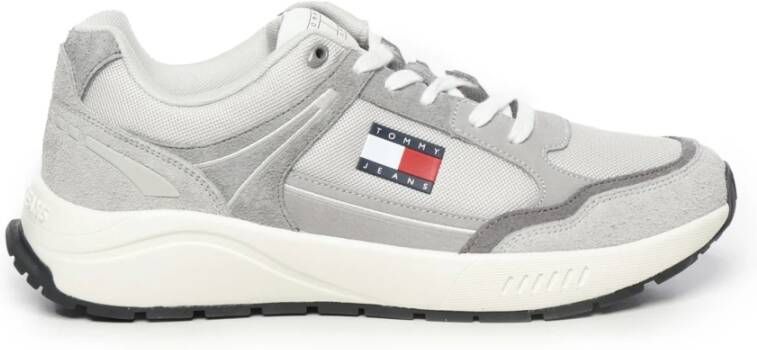 TOMMY JEANS Sneakers met sleehak TJM RUNNER MIX MATERIAL sleehak freizeitschoen lage schoen veterschoen met logovlag