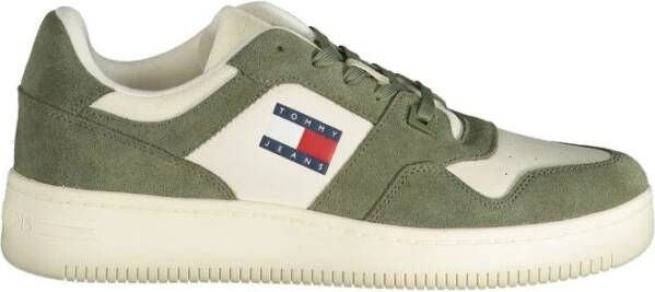 Tommy Hilfiger Groene Polyester Sneaker met Contrastdetails Green Heren